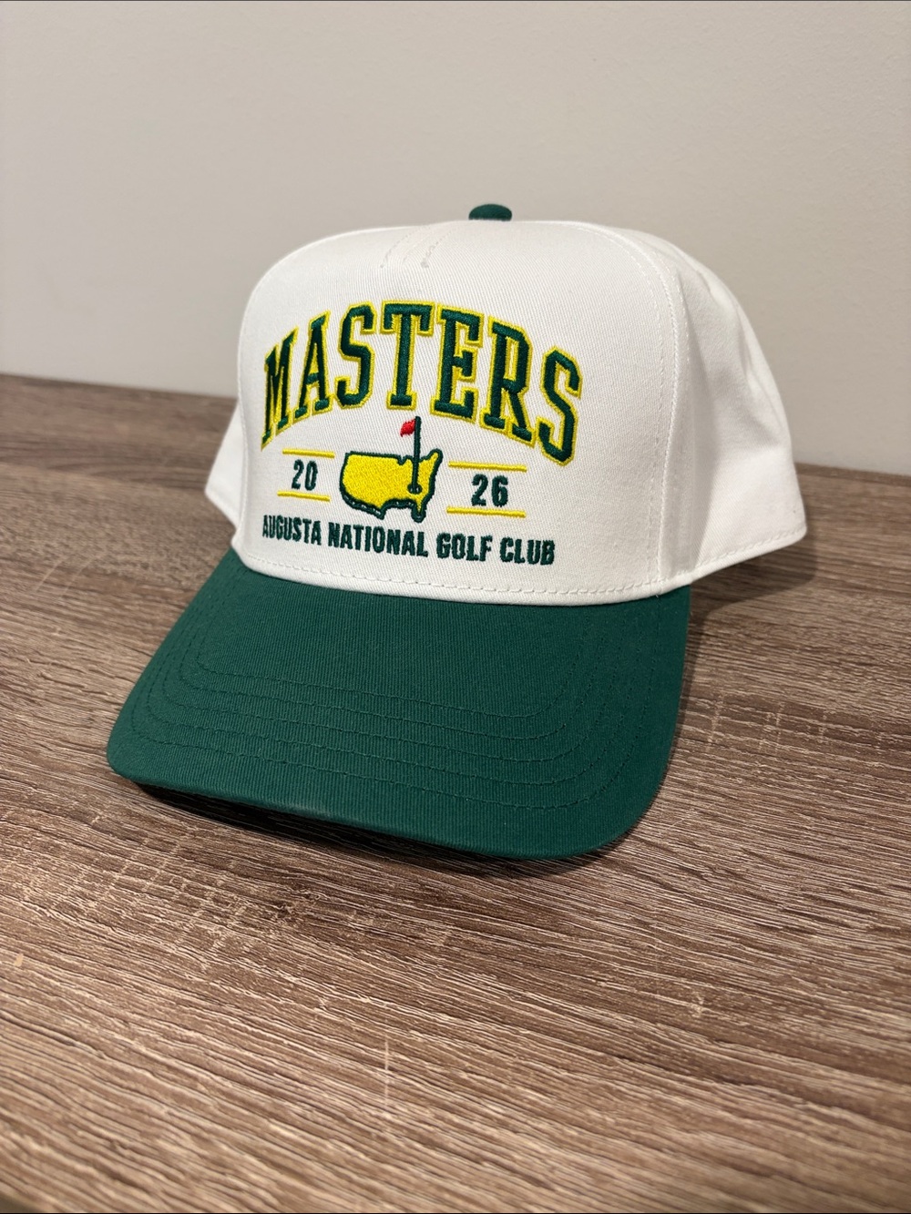 Masters White, Green & Yellow Augusta Logo Baseball Cap